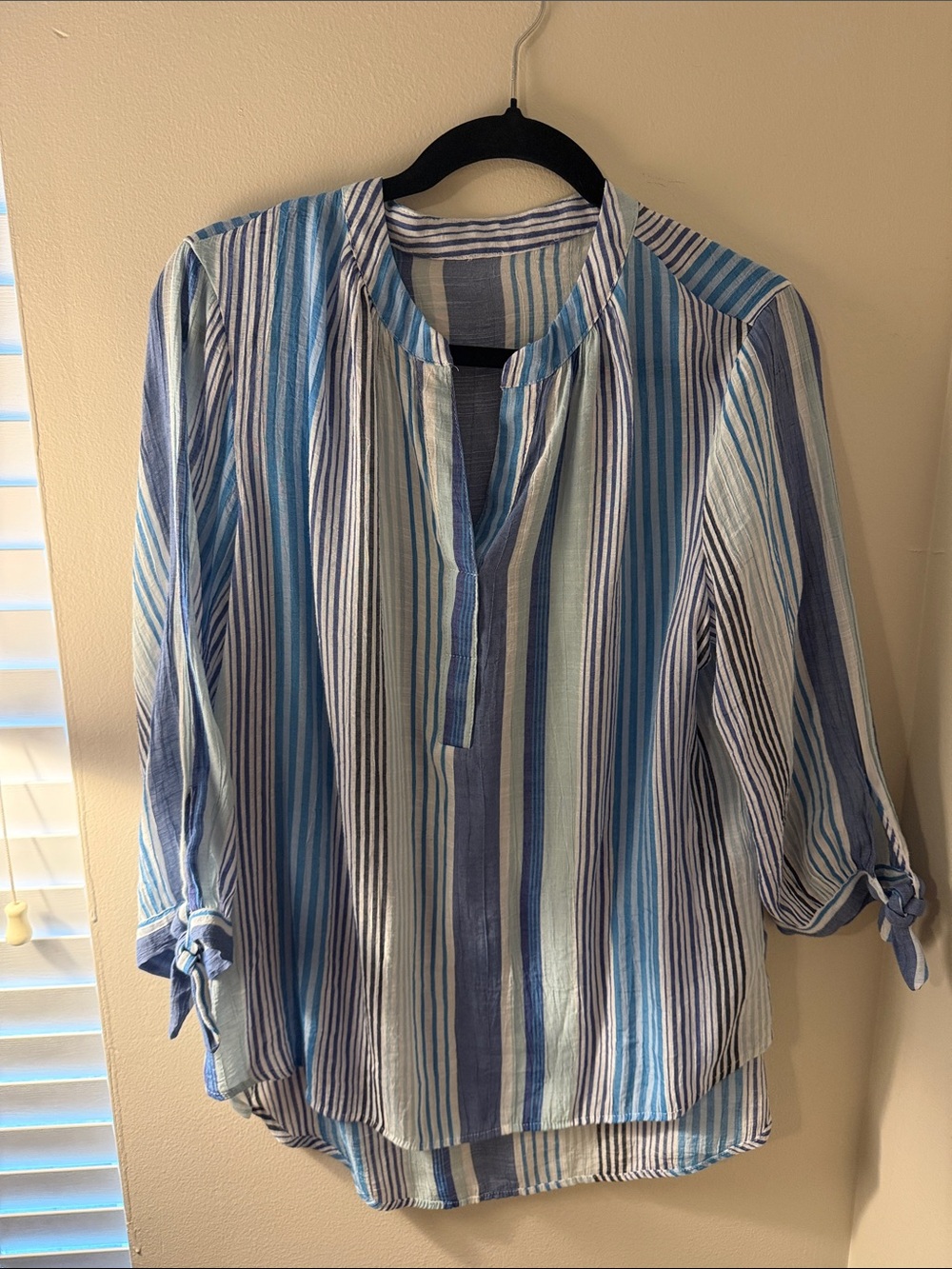 Striped Blue & White Pullover Tunic Top